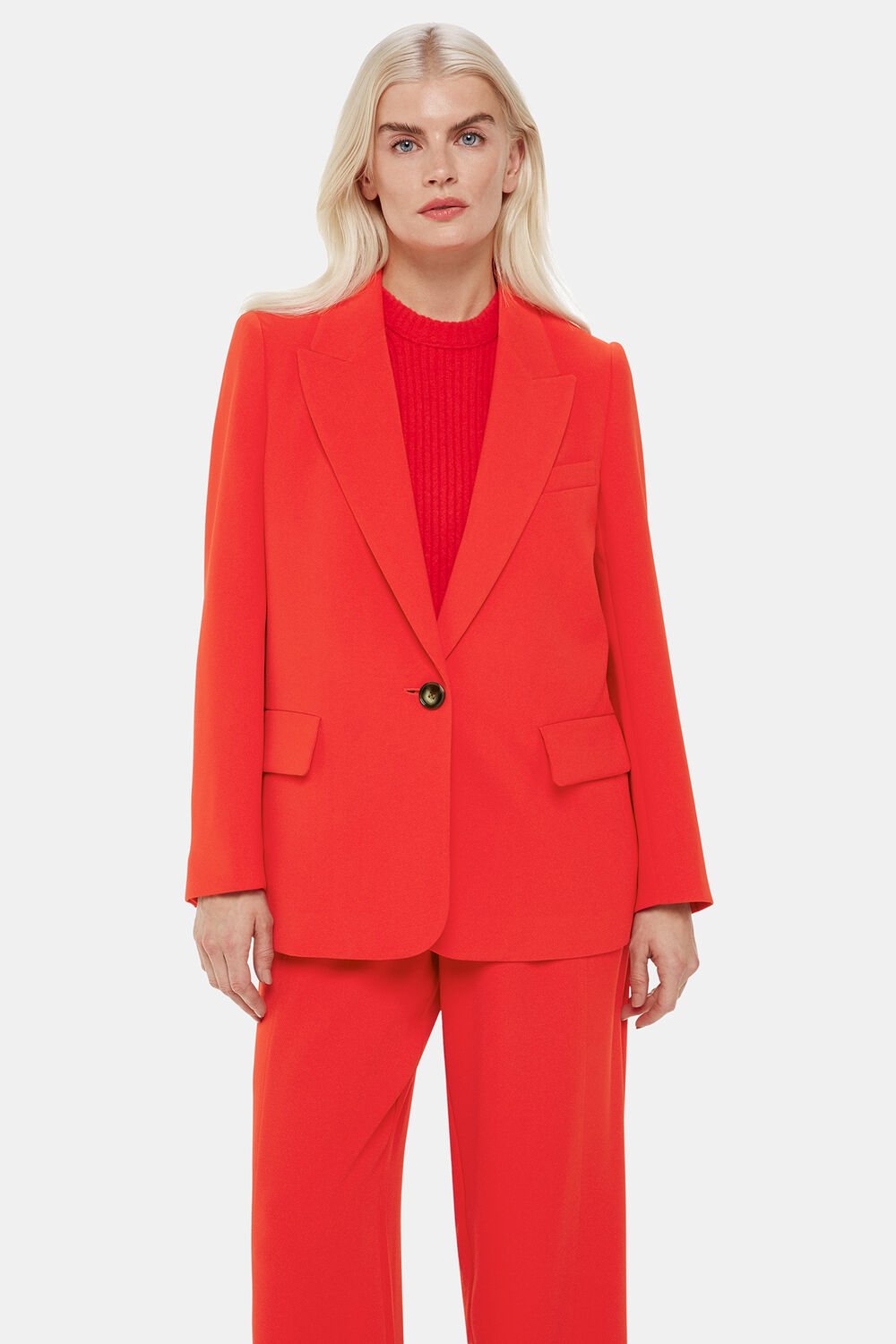 Red Petite Boyfriend Crepe Blazer