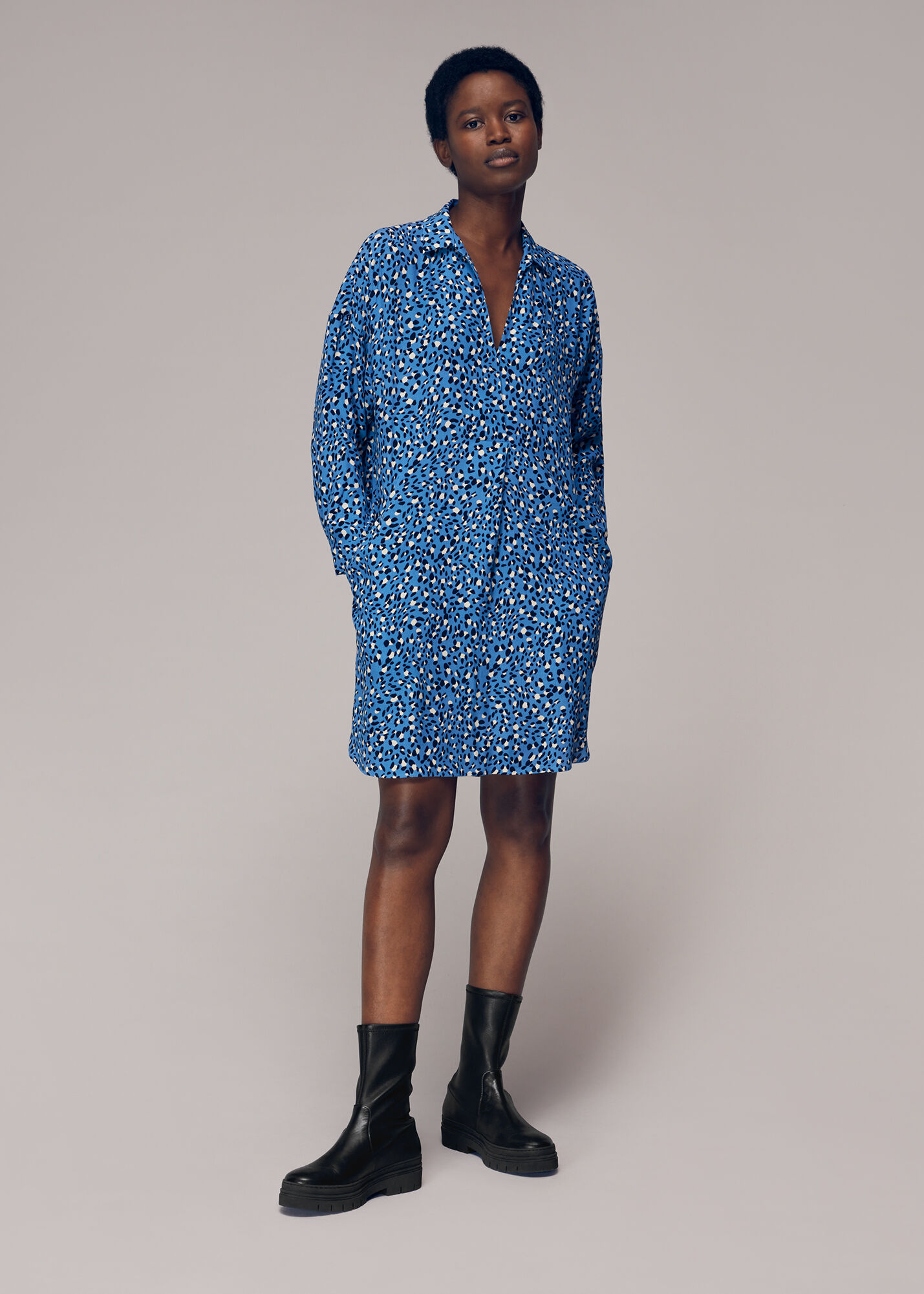 Leopard print cheap dress blue