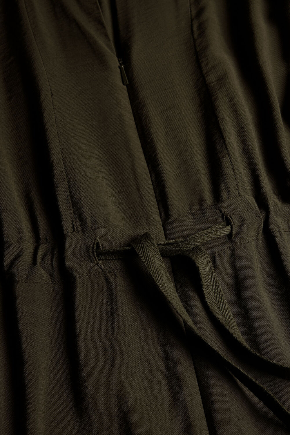 Khaki Petite Sleeveless Drawstring Jumpsuit
