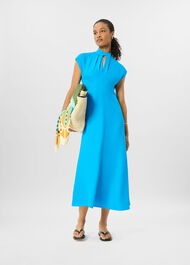 Twist Neck Crepe Midi Dress
