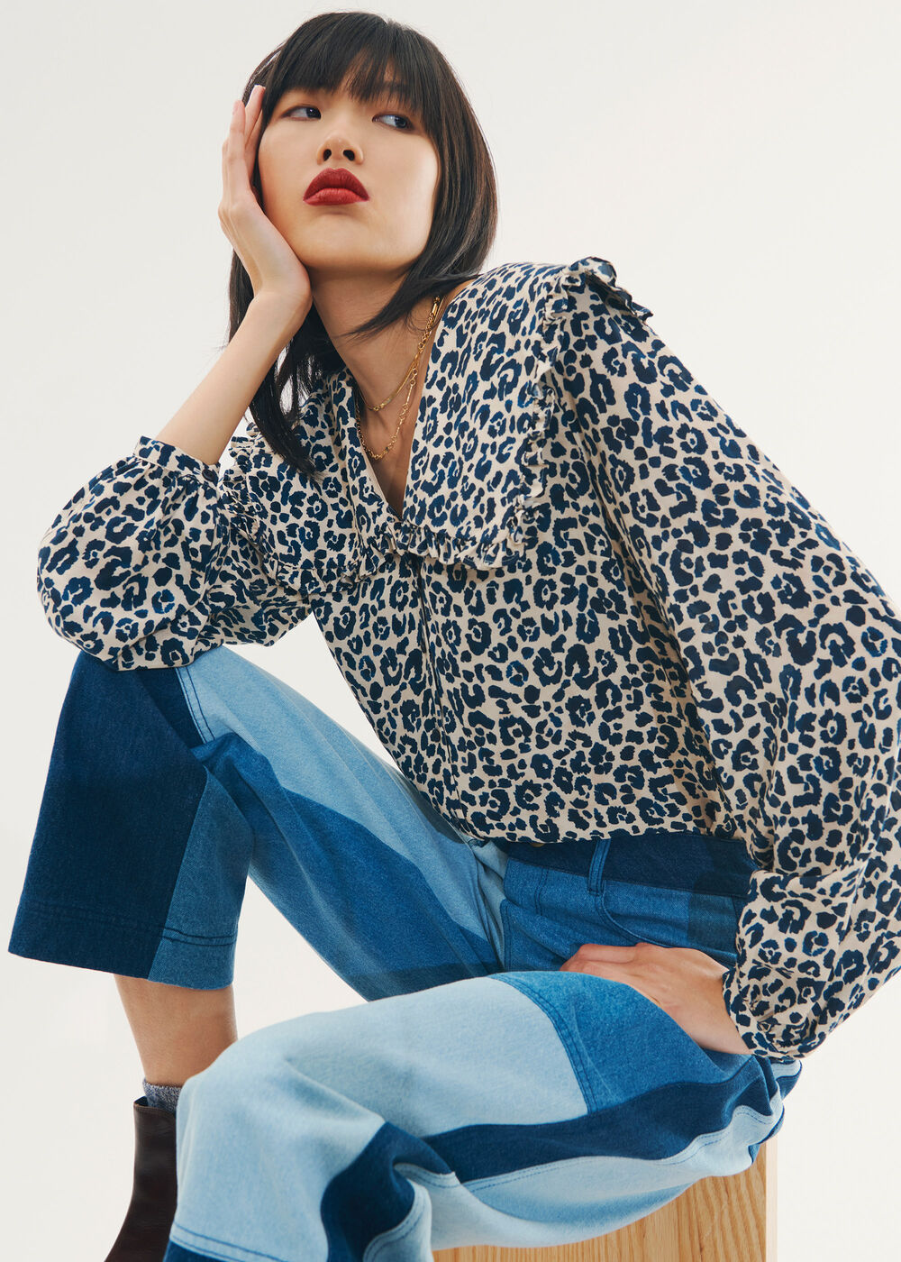 Cheetah Print Collar Top