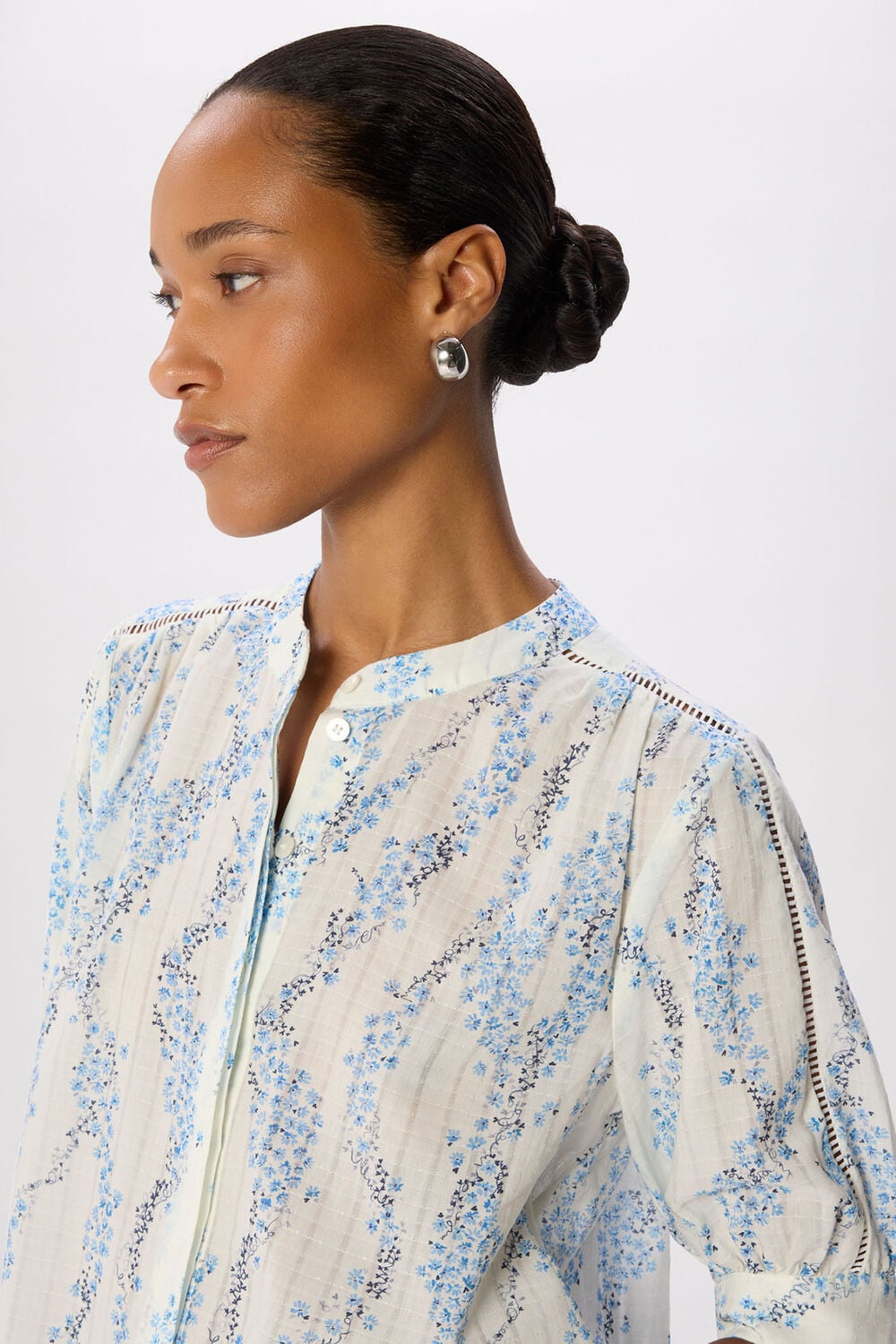 Blue Ditsy Stem Textured Shirt