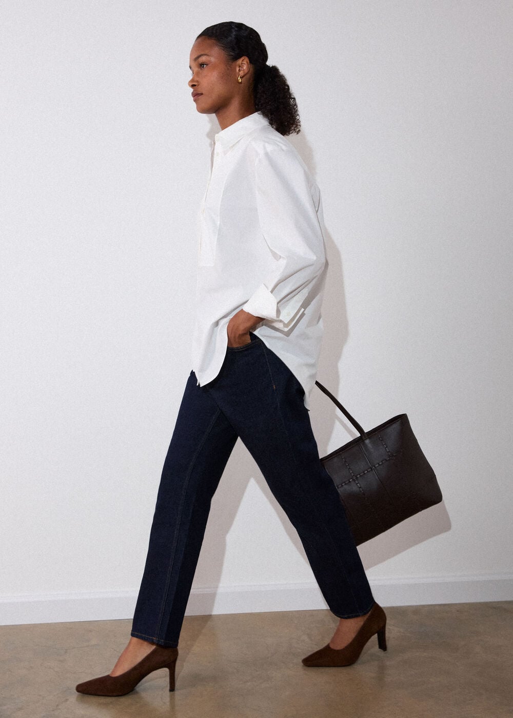 Bib Detail Cotton Poplin Shirt