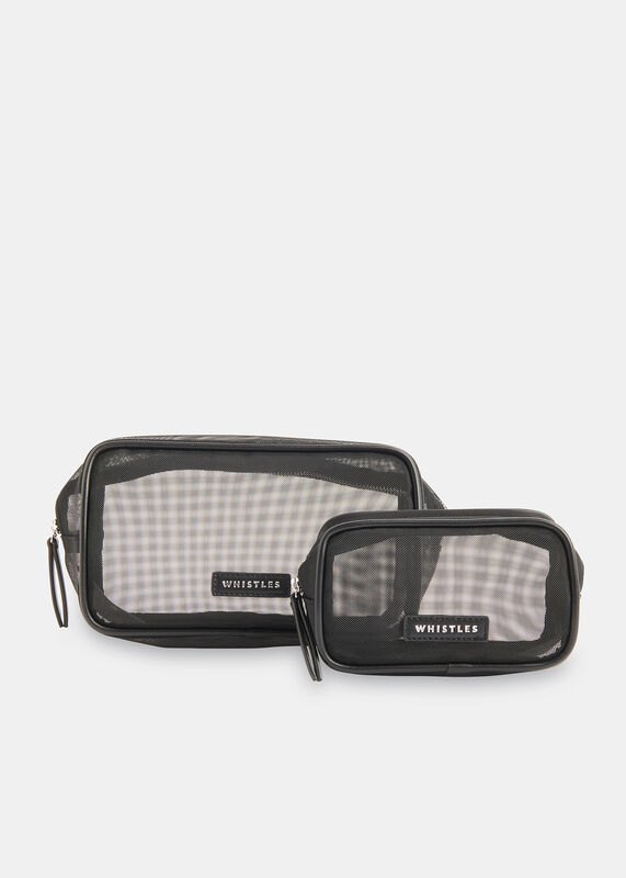 Black Mesh Wash Bag Set