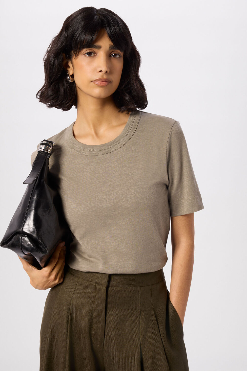 Sage Green Rosa Double Trim T-Shirt