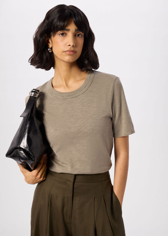 Sage Green Rosa Double Trim T-Shirt