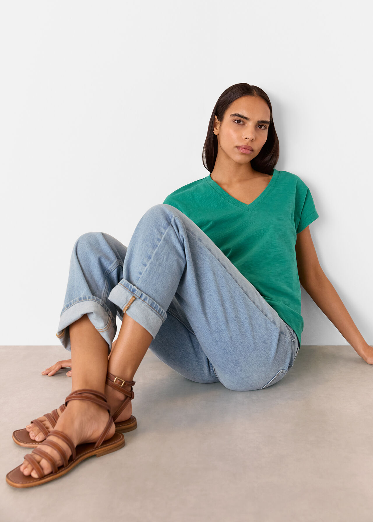 Willa V Neck Cap Sleeve Tee