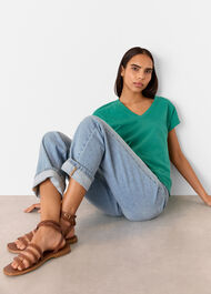 Willa V Neck Cap Sleeve Tee