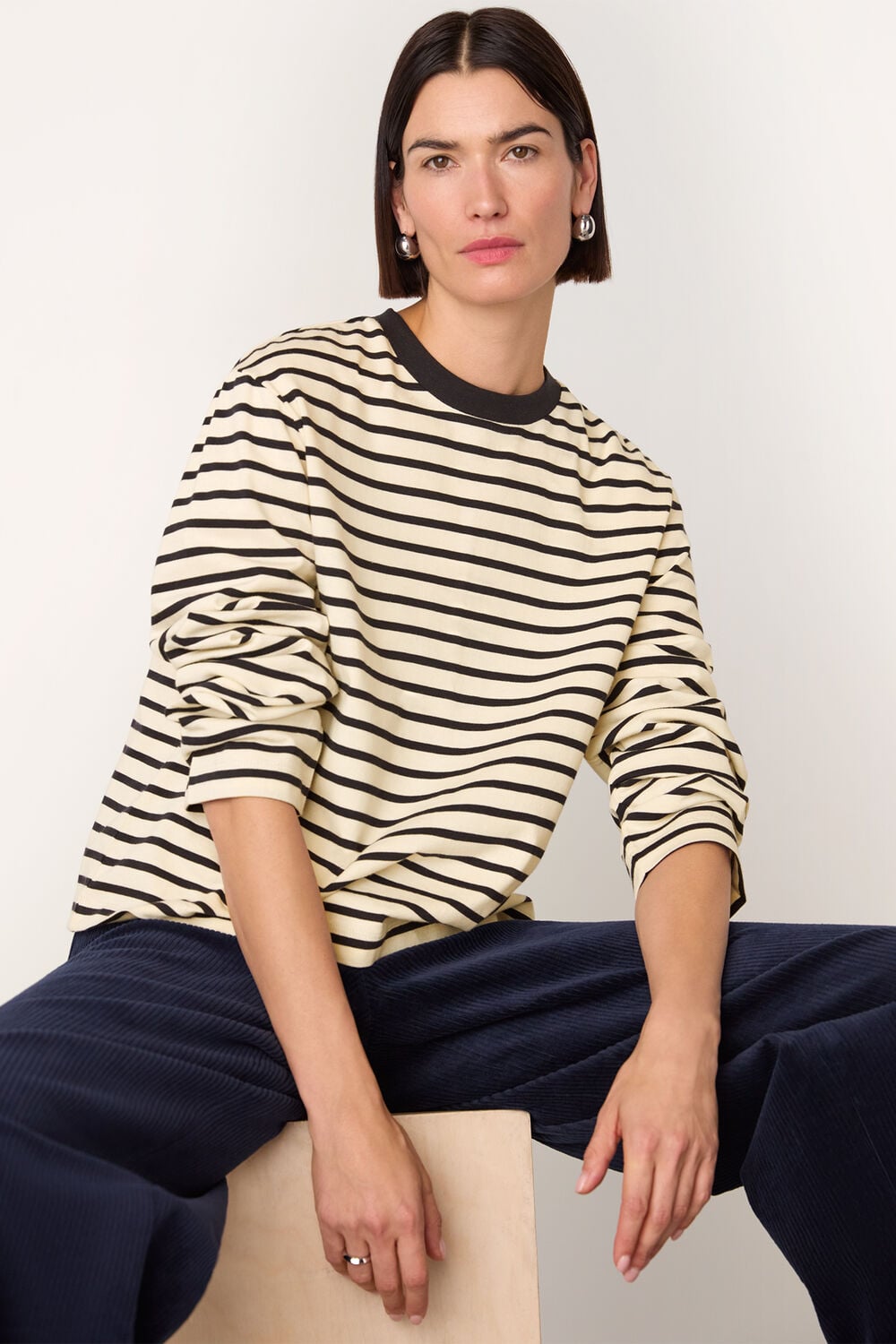 Ivory Stripe Cotton Jersey