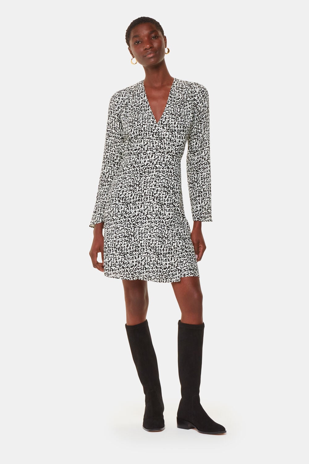 Black Scribble Print Flippy Dress