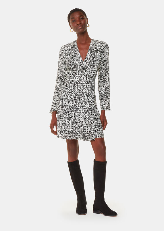 Black Scribble Print Flippy Dress