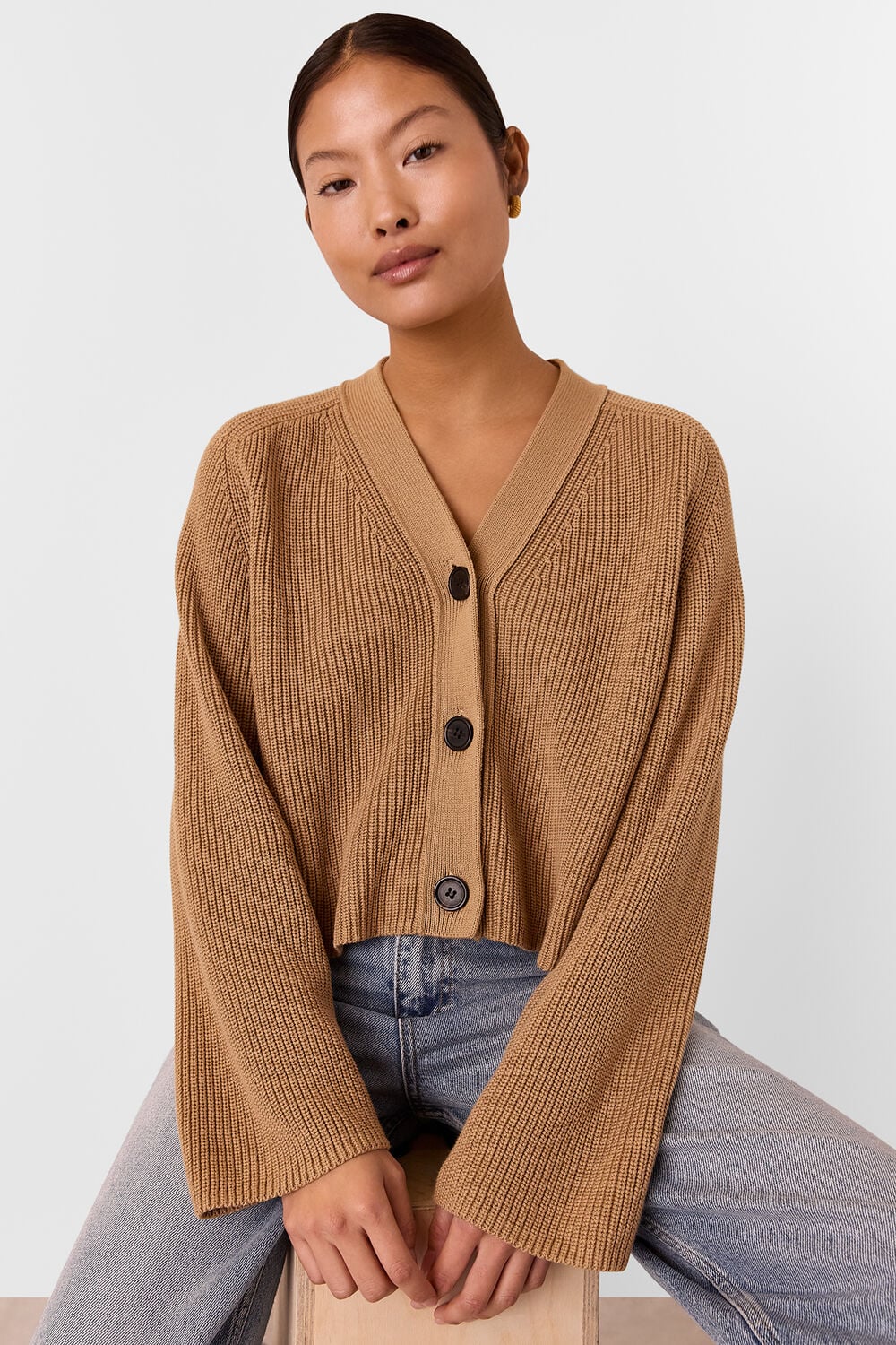 Camel Petite Nala Cotton Cardigan