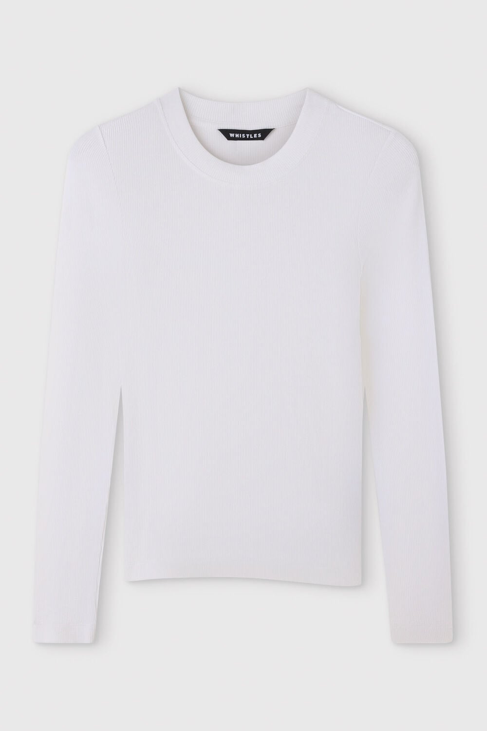 White Essential Ribbed Crew