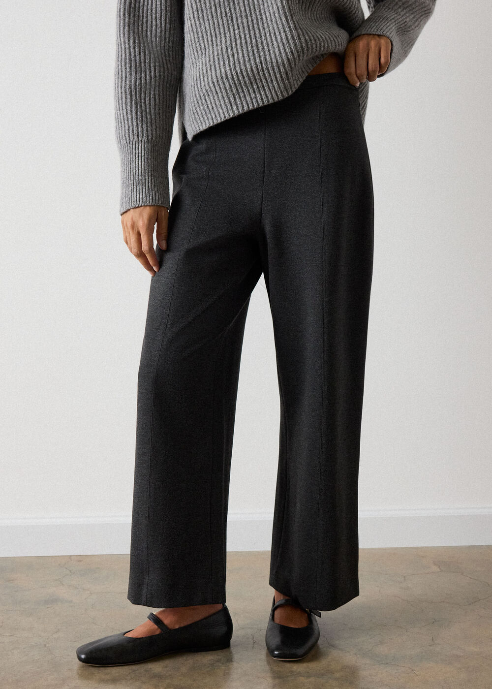 Grey Marl Petite Camilla Wide Leg Trouser