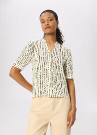 Dashed Spot Gathered Blouse
