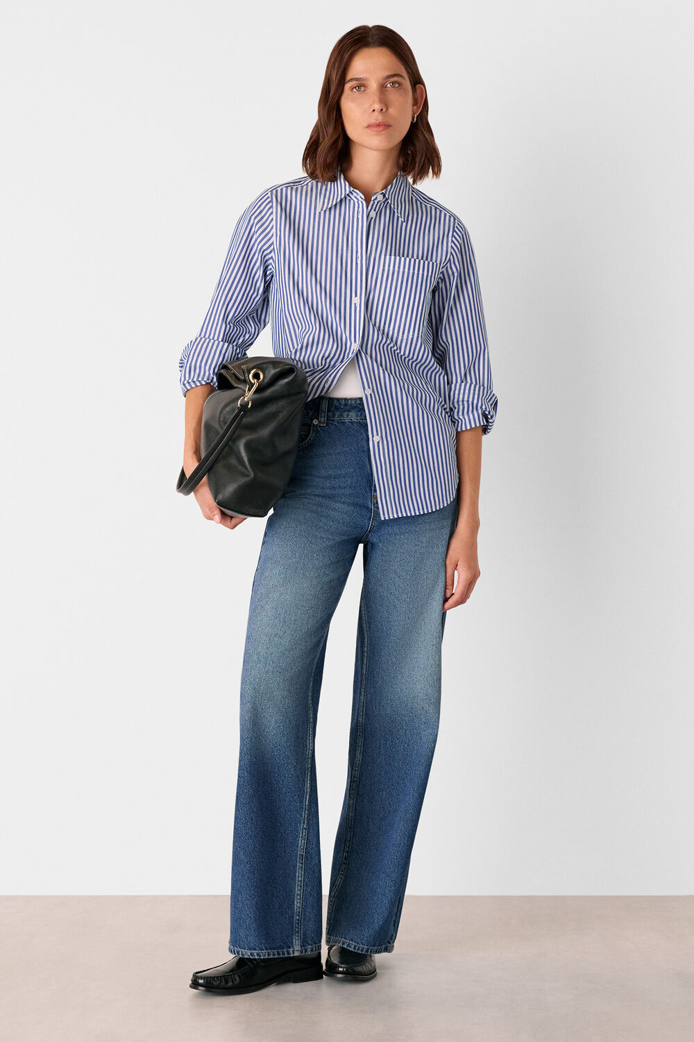 Blue Relaxed Fit Stripe Shirt