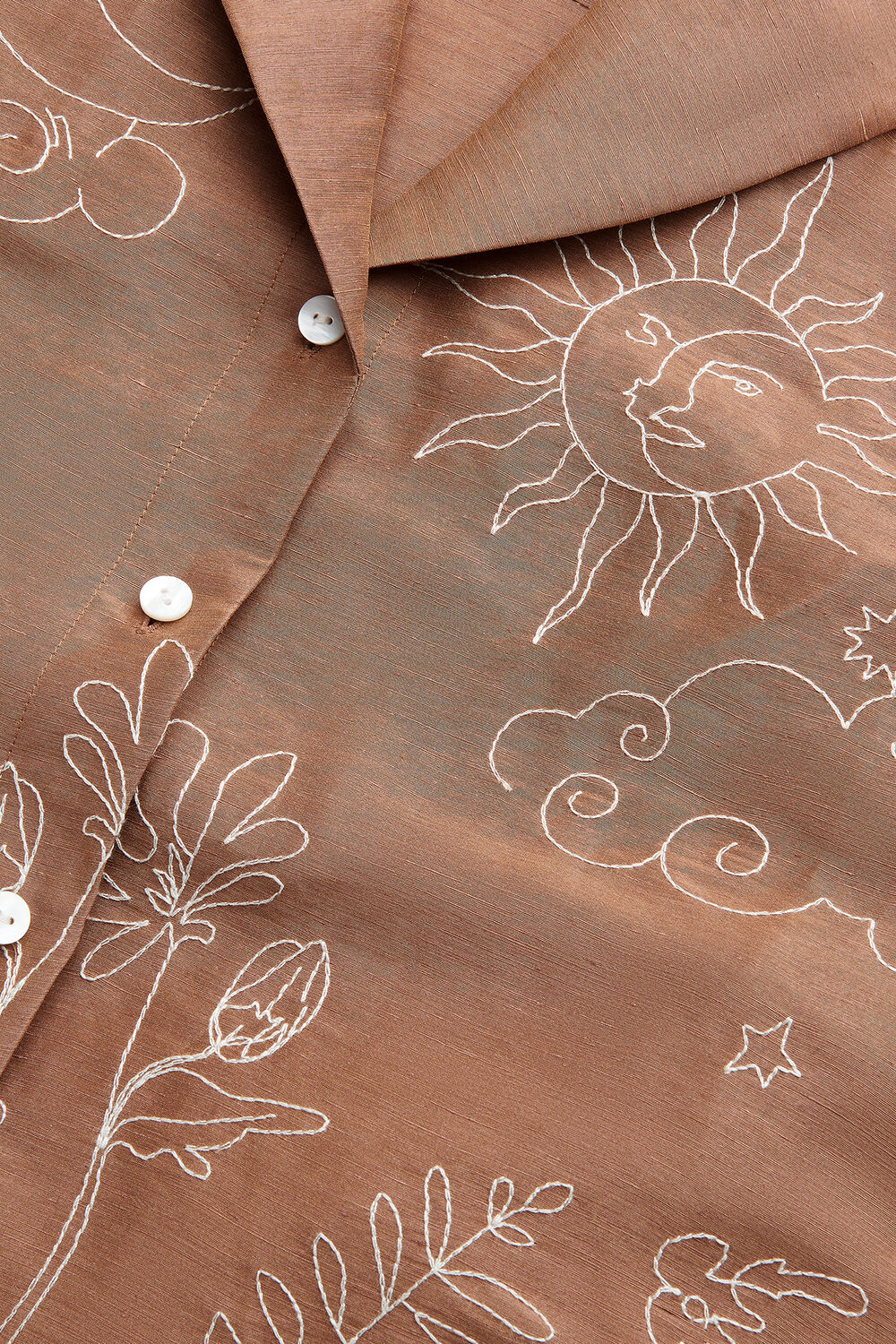 Brown Embroidered Scribble Shirt