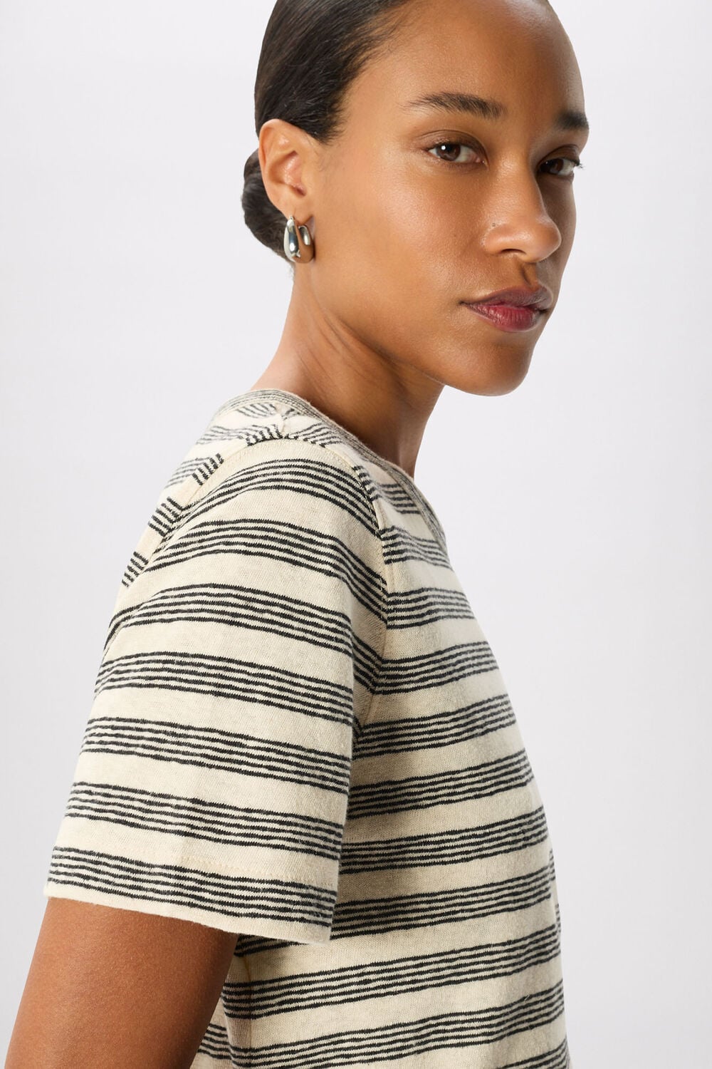 Yellow Stripe Linen T-Shirt
