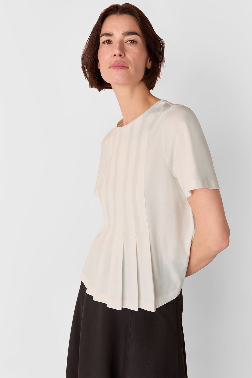 White Pleat Detail Top