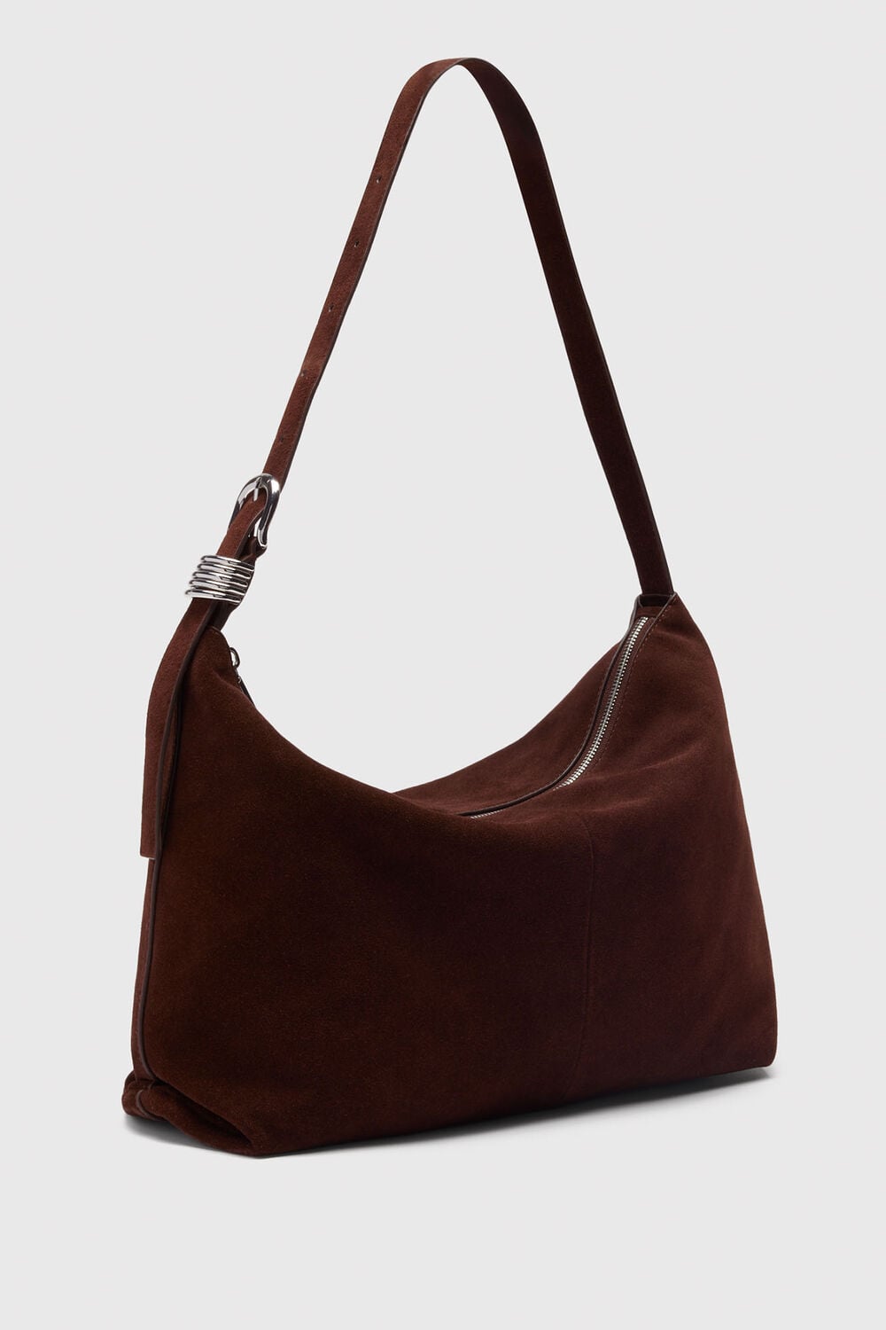 Ring Detail Suede Shoulder Bag