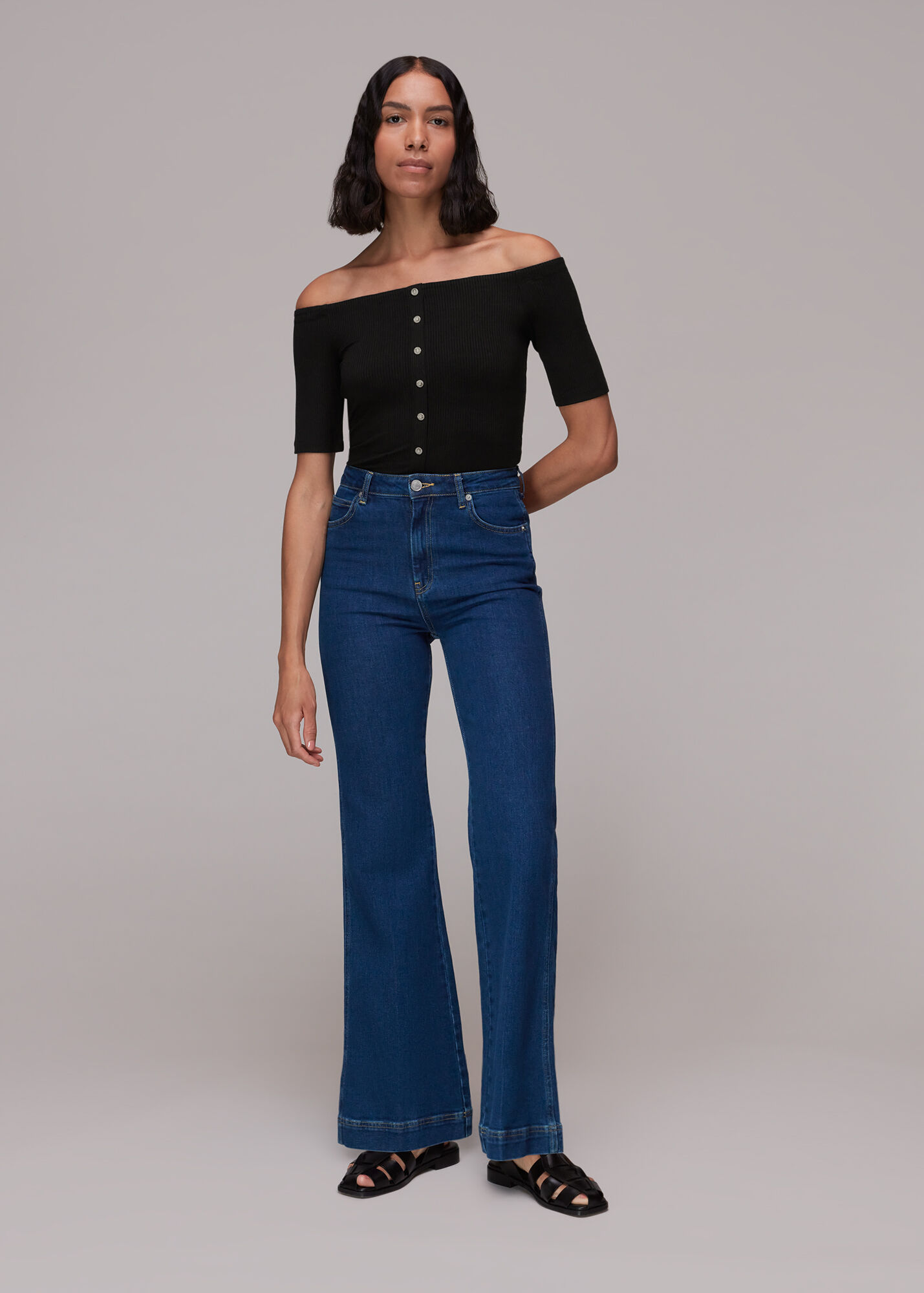 Black Rumi Ribbed Bardot WHISTLES