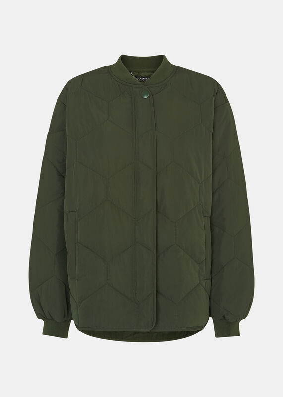 Khaki Ida Short Quilted Coat