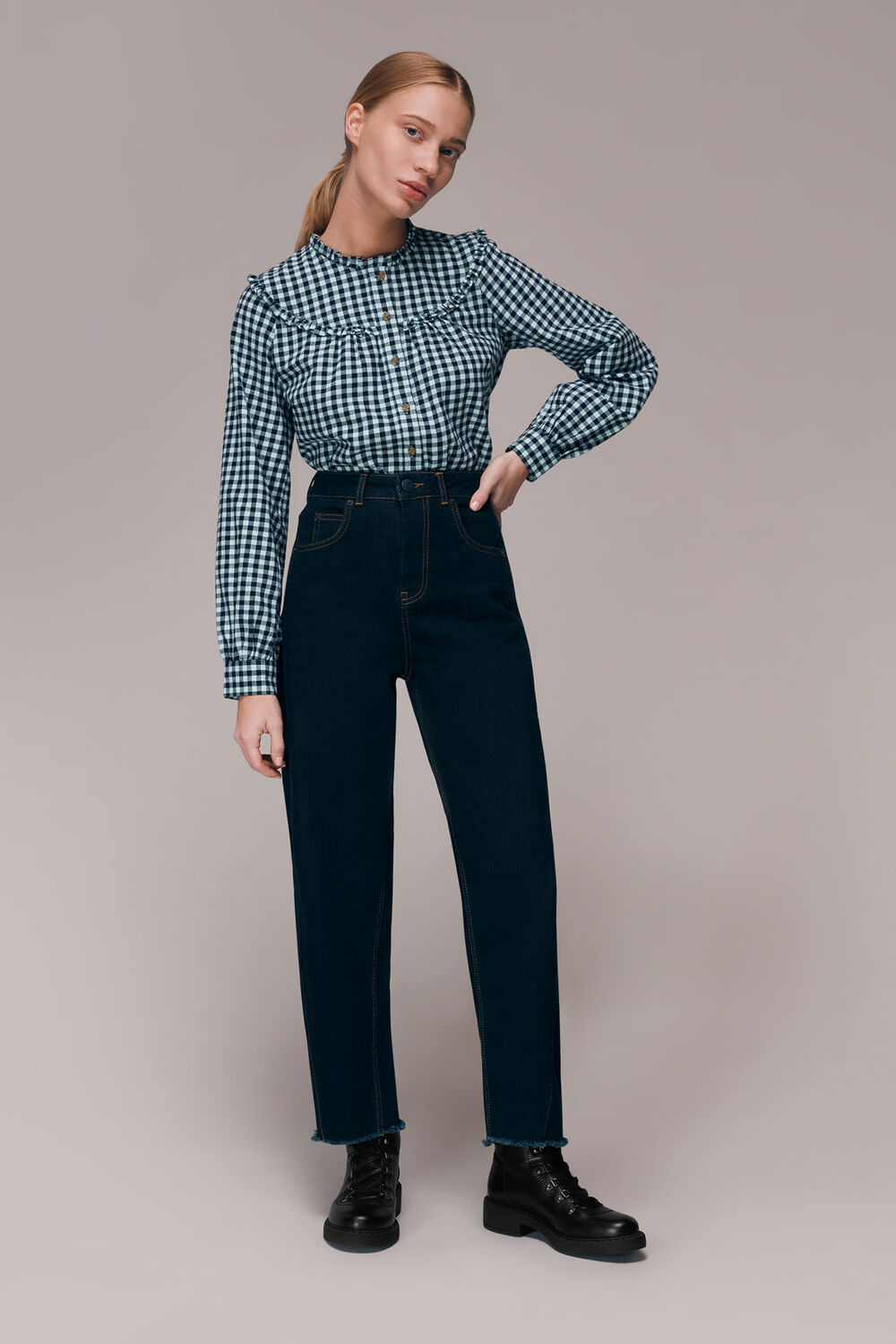 Multicolour Gingham Frill Detail Top