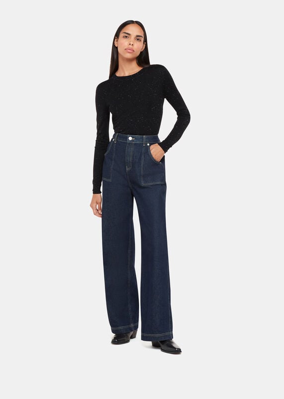 Black Annie Sparkle Crew Neck Sweater