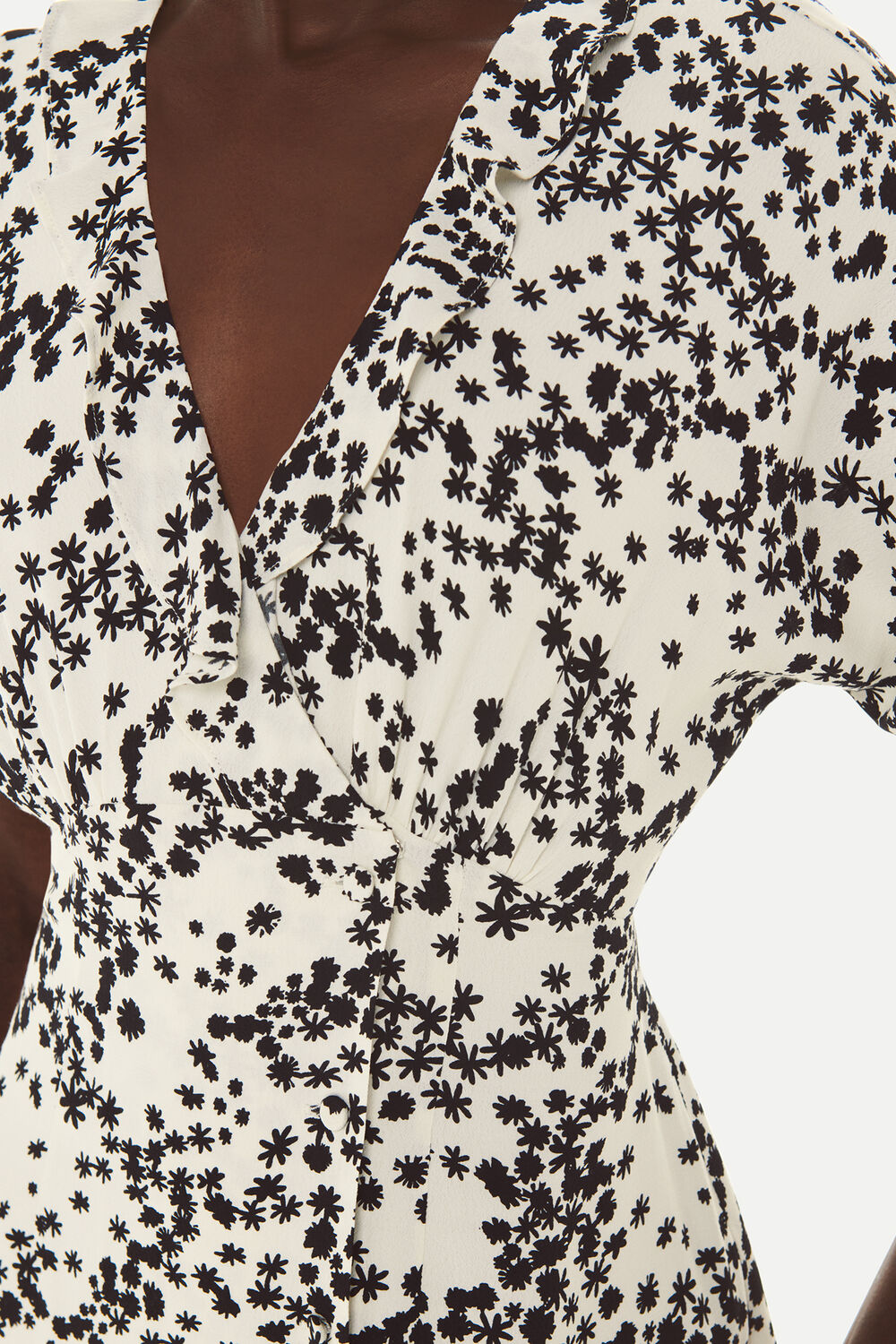 Black Dandelion Floral Midi Dress