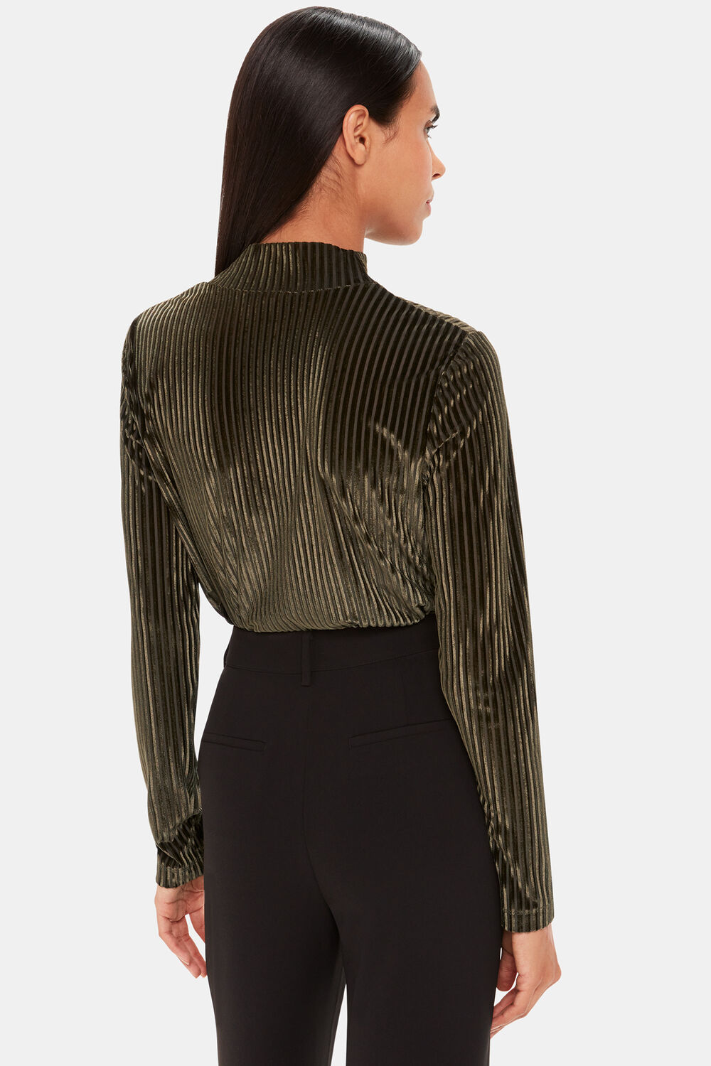 Velvet Stripe High Neck Top