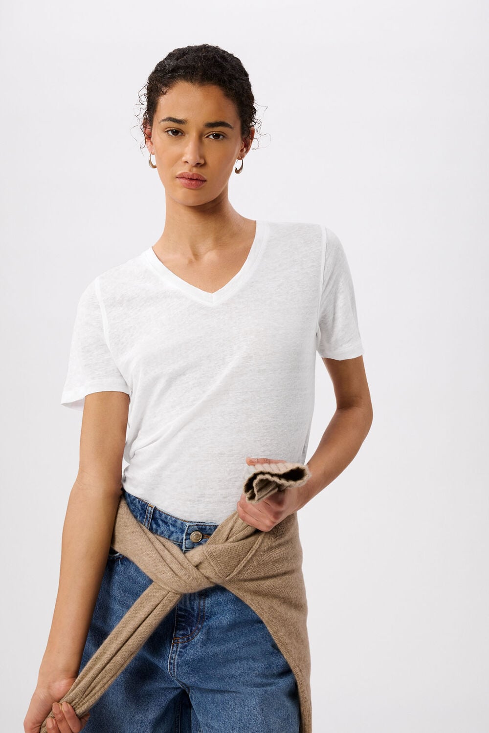 Linen V Neck T-Shirt