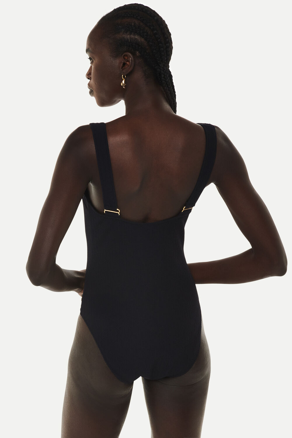 Black Square Neck Swimsuit