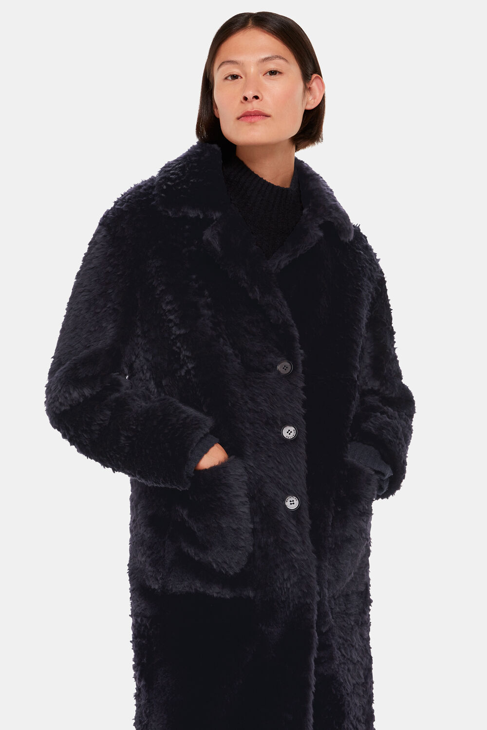 Navy Camille Shearling Coat