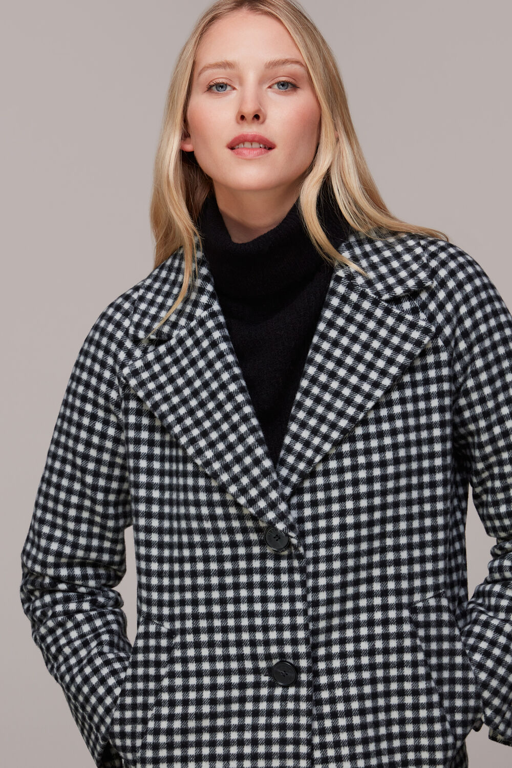 Gingham Wool Cocoon Coat