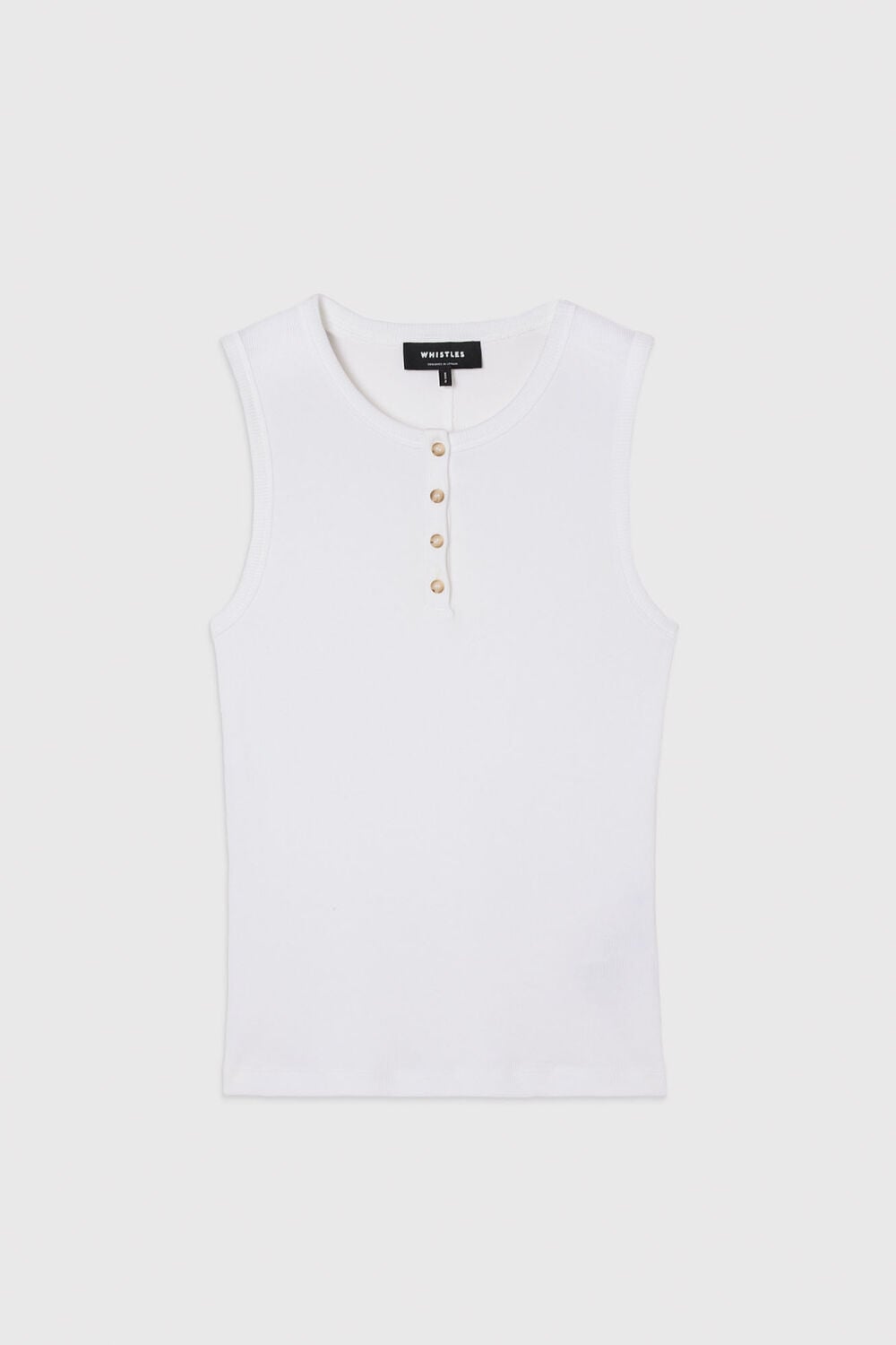 White Henley Button Front Tank