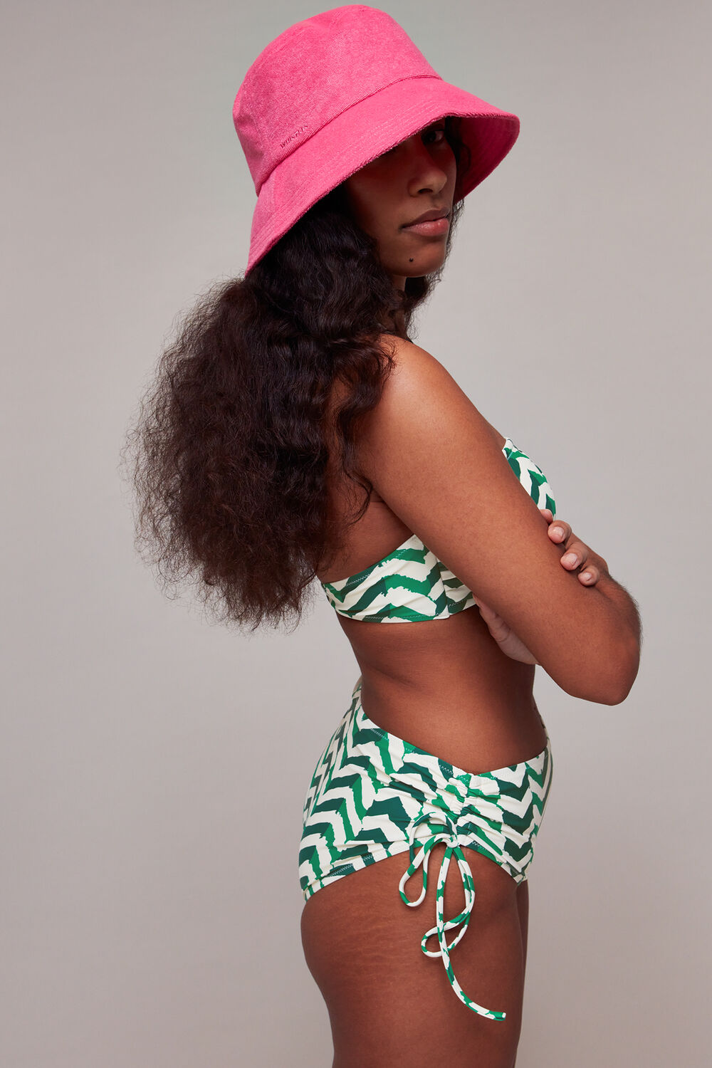Green Chevron Tie Side Bikini Bottom
