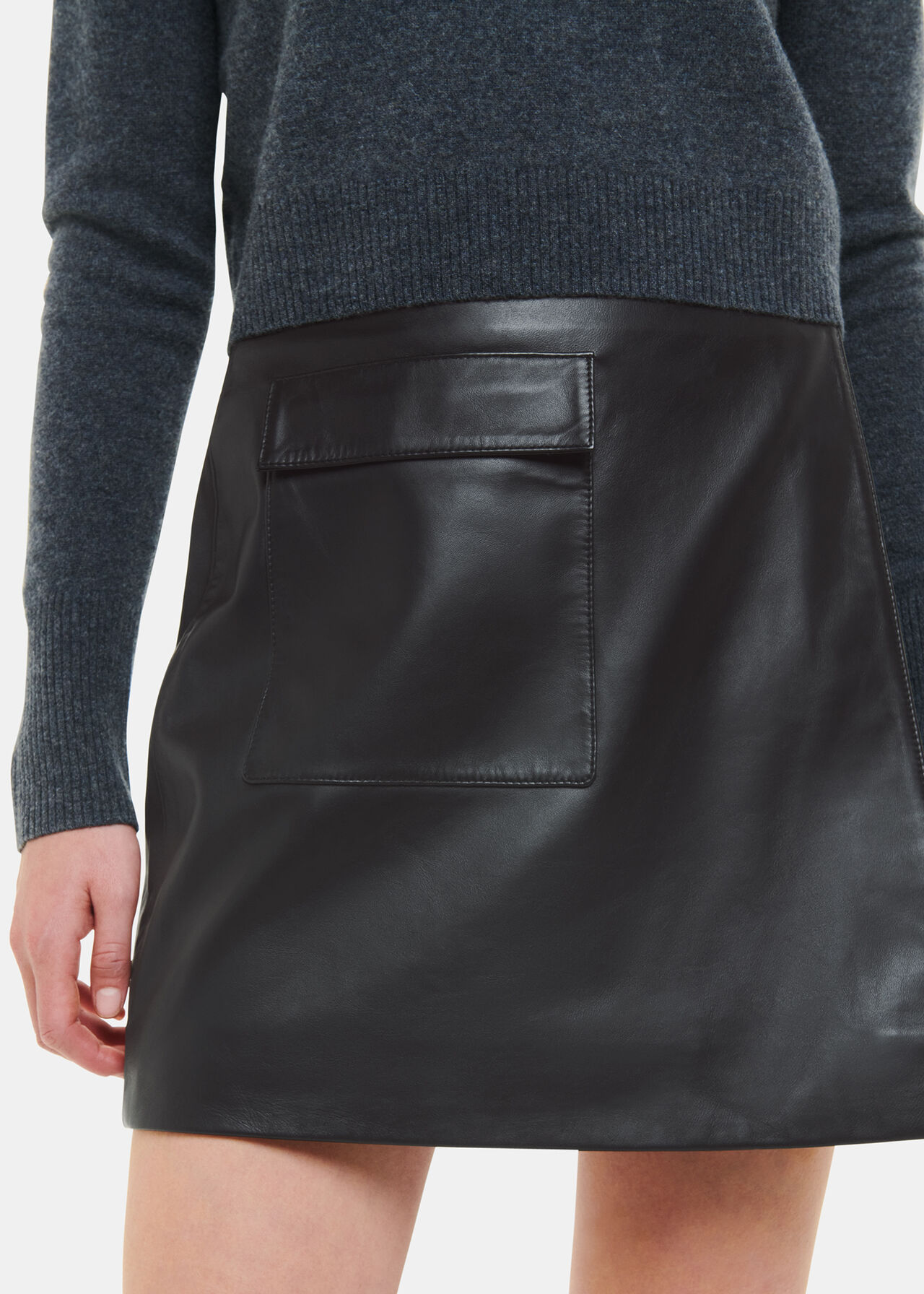 Black Wrap Leather Mini Skirt | WHISTLES