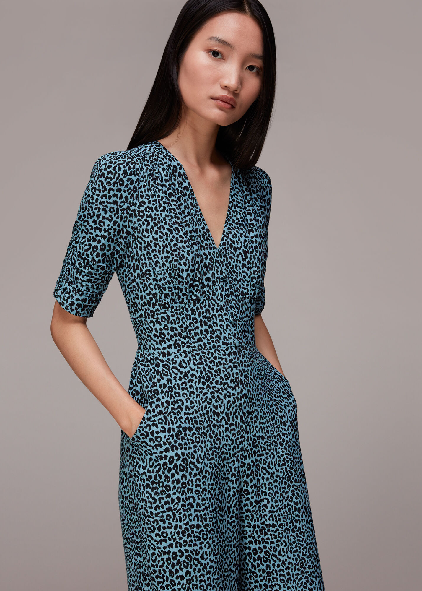 Blue/Multi Classic Leopard Print Jumpsuit WHISTLES