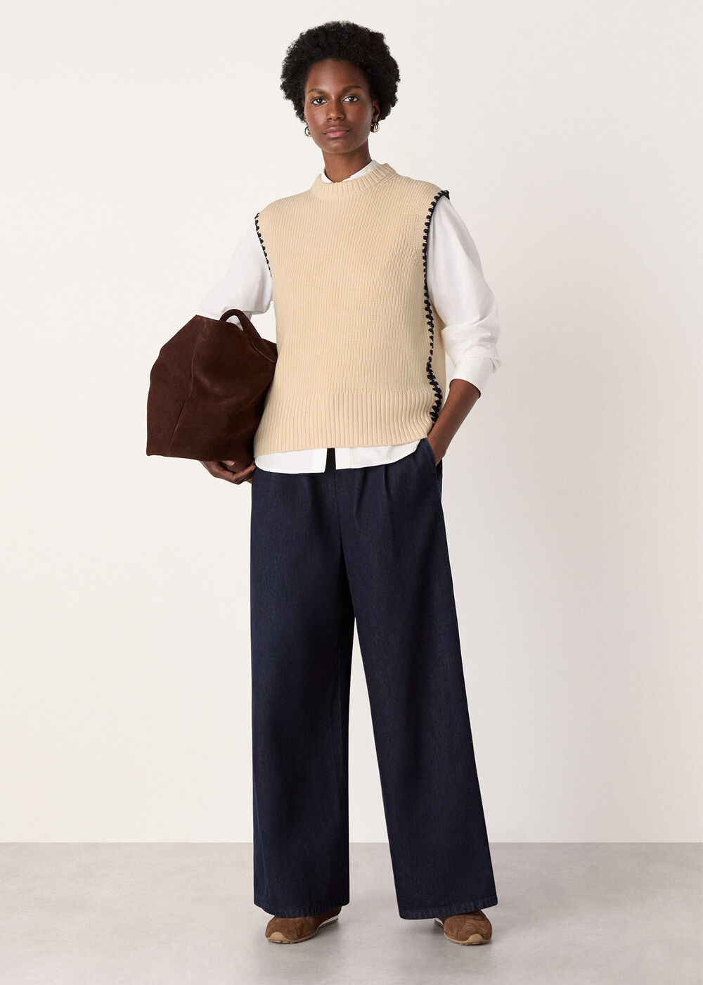 Blanket Stitch Wool Mix Tank