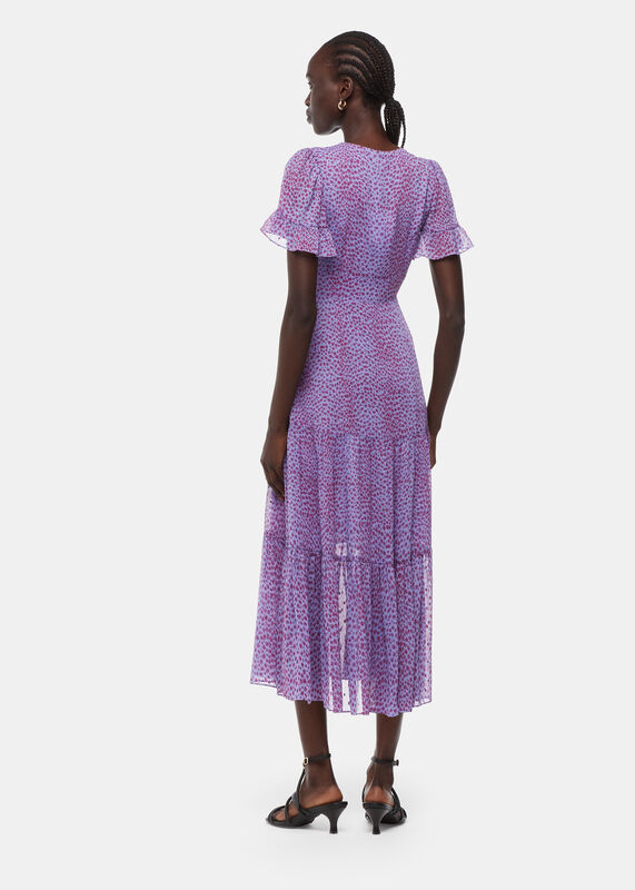 Purple Sketched Cheetah Dobby Dress