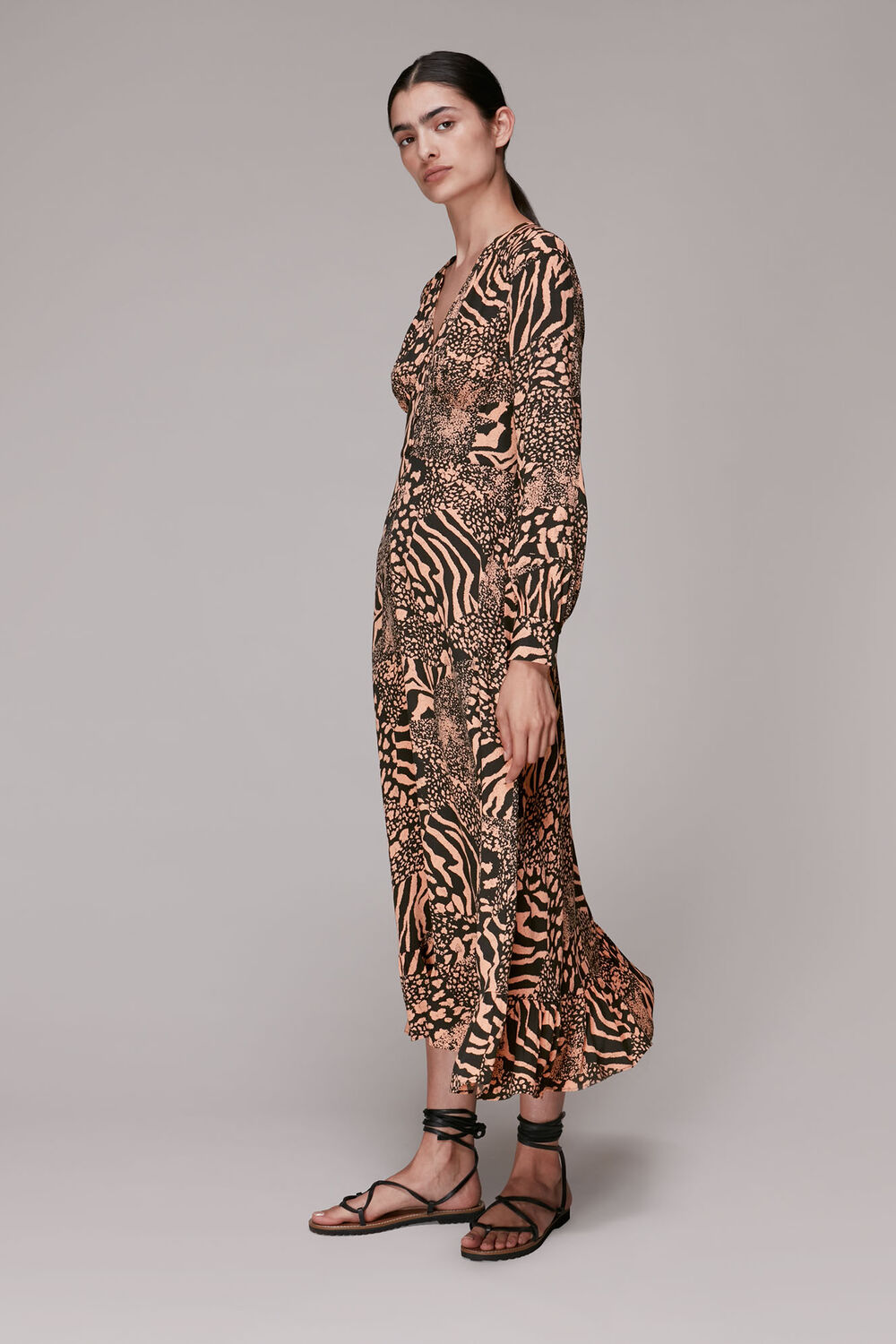 Patchwork Animal Midi Dress
