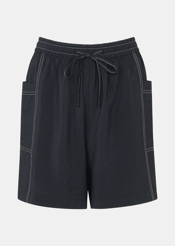 Black Contrast Stitch Pull On Short