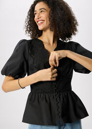 Cotton Broderie V Neck Blouse