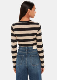 Stripe Crew Neck Pocket Top