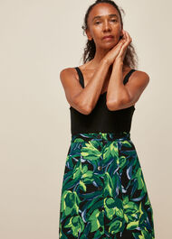 Tulip Print Button Skirt Multicolour