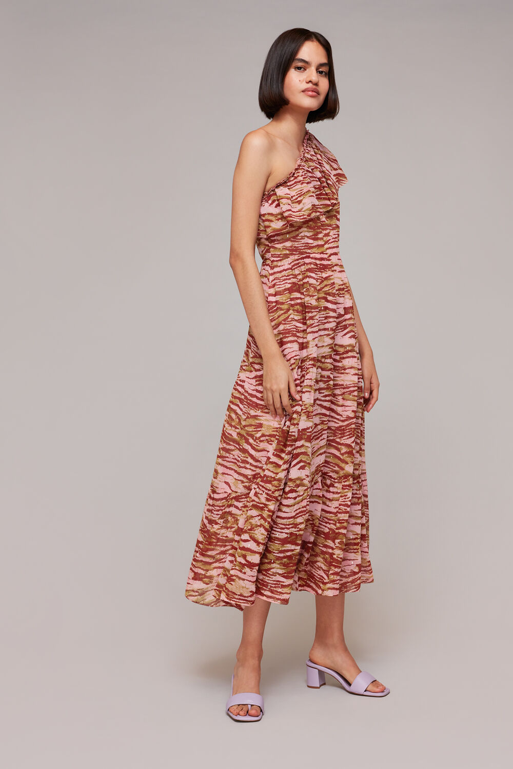 Multicolour Clouded Tiger Asymmetric Dress