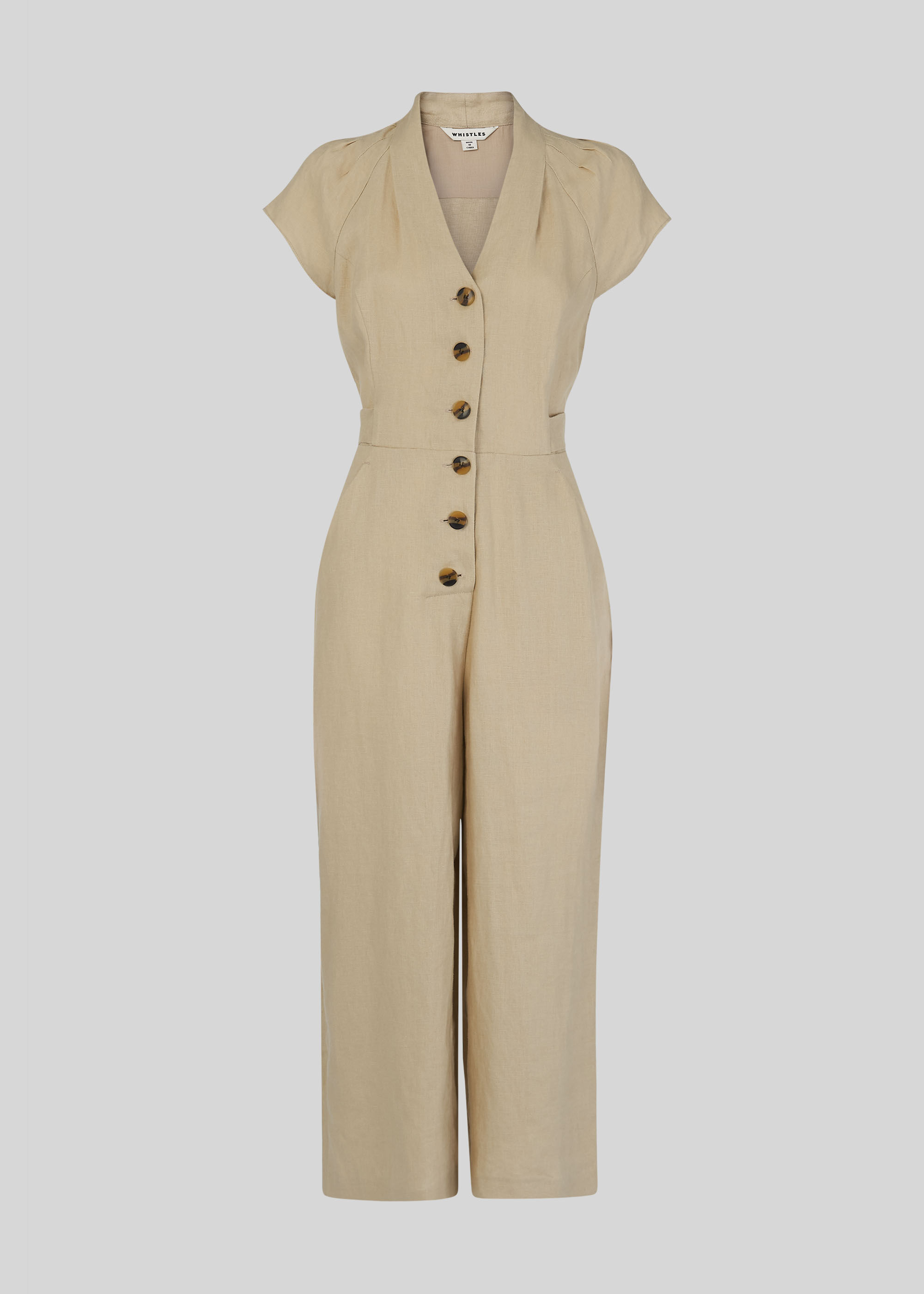 Beige Sana Linen Jumpsuit WHISTLES