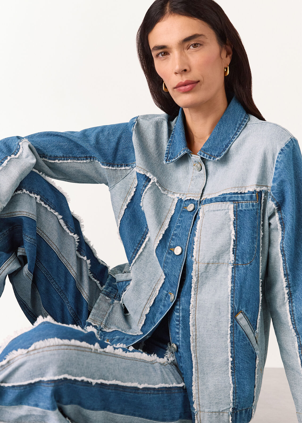 Denim Vertical Stripe Jacket