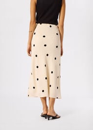 Jacquard Spot Satin Midi Skirt