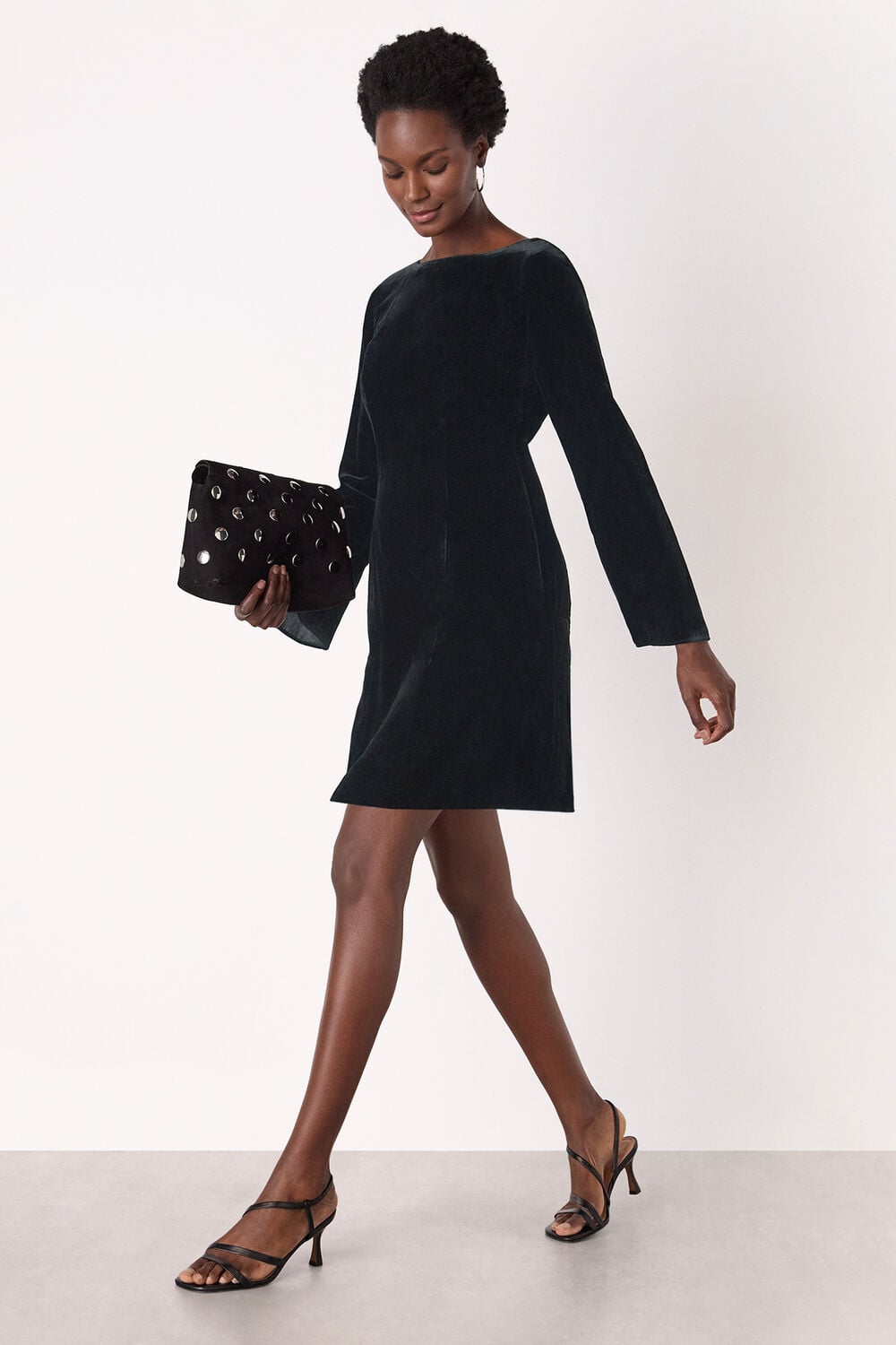 Black Velvet Flare Sleeve Dress
